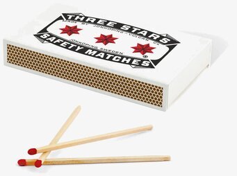 Bild av tändsticksask med tidlös och stilren design