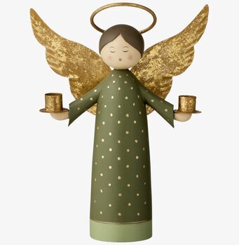 Bild av elegant ängelljushållare med gyllene detaljer