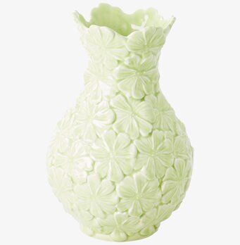 Bild av pastellgrön vas med blommotiv och unik design