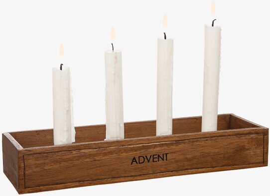 Bild av stilren adventsljusstake i rustikt trä