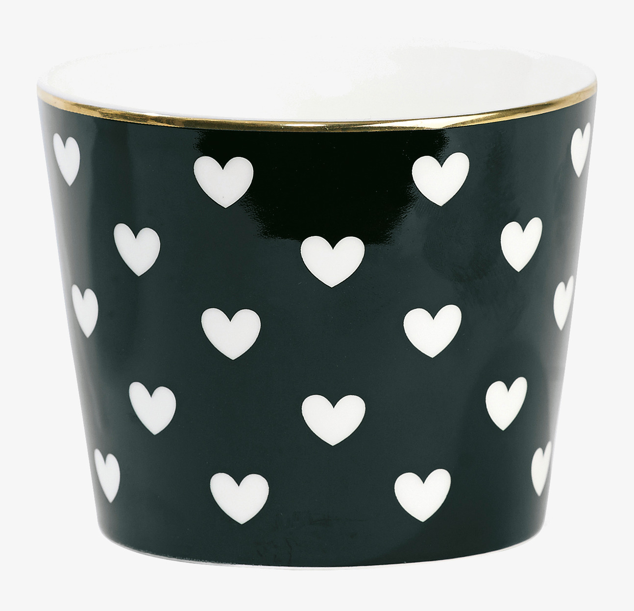 Bild av elegant skål med hjärtmönster och guldkant