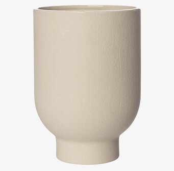 Bild av stilren kruka på fot i naturvit nyans