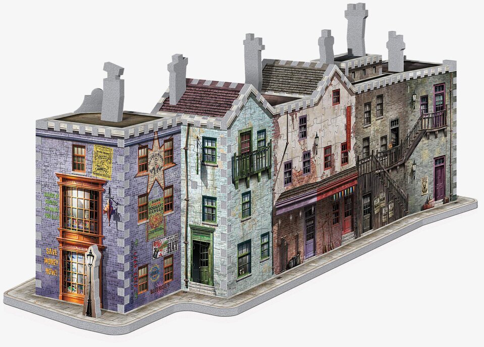 Diagon Alley 3D-pussel från Wrebbit med detaljerade byggnader