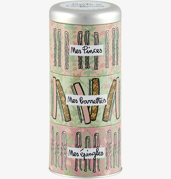 Bild av dekorativ plåtburk för hårspänneförvaring