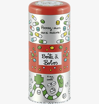 Bild av livfull plåtburk med medicintema och design