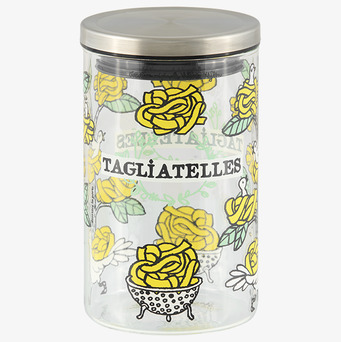 Bild av dekorativ glasburk för tagliatelleförvaring