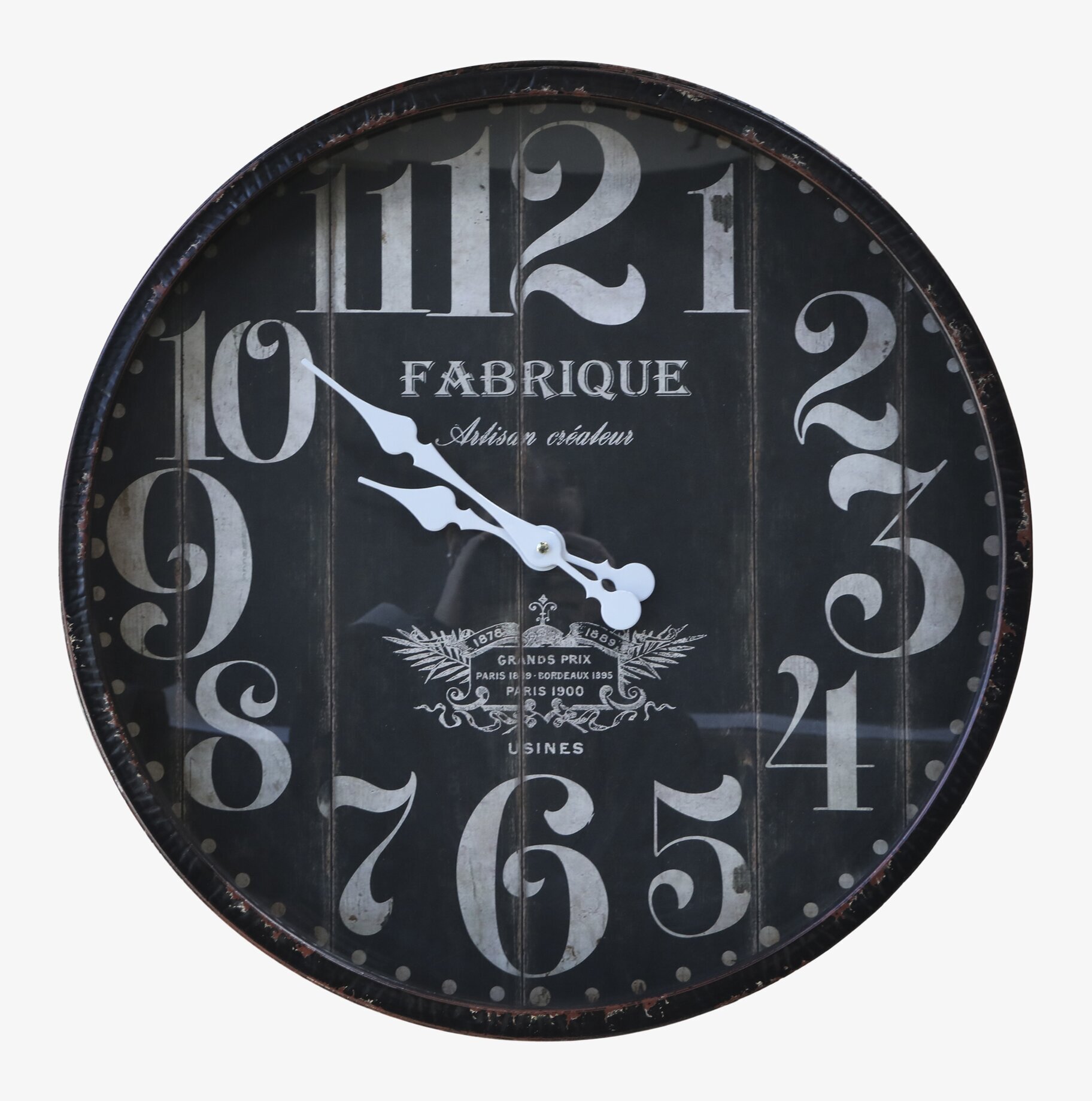 Väggklocka Antiksvart Ø60cm från Chic Antique, 60 cm diameter