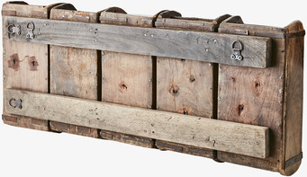 Bild av robust och rustik vägghylla i trä och metall