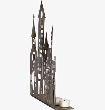 Bild av dekorativ hus siluett i antik brun finish