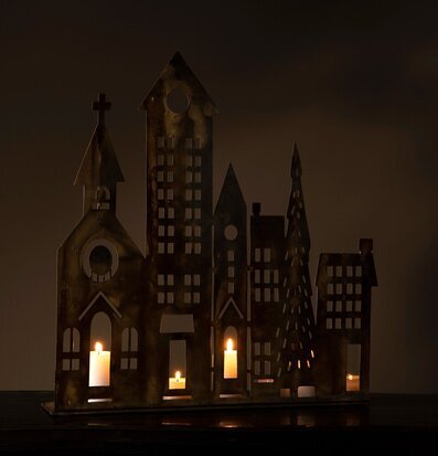 Bild av dekorativ hus-siluett i antik brun nyans