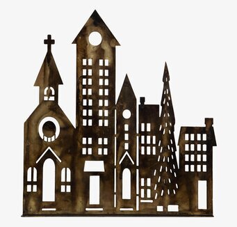 Bild av antik brun hus siluett med detaljerad design