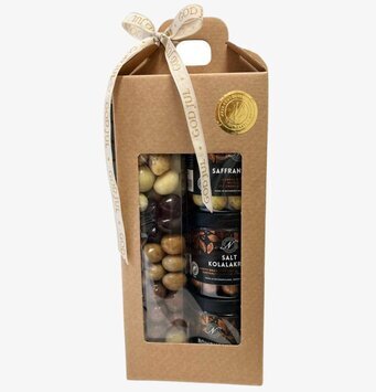 Bild av elegant presentförpackning med chokladinnehåll