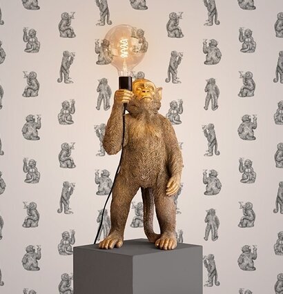 Golvlampa Koko Guld från Werner Voss med apa och glödlampa