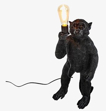 Foto av unik golvlampa med apa och glödlampa