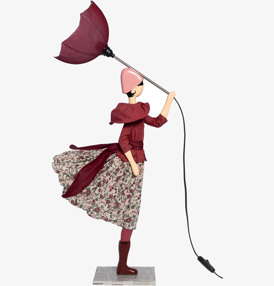 Bordslampa Fuschia från Skitso, kvinnofigur med paraply