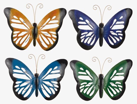 Bild av konstnärliga fjärilar i färgglad plåtdekor