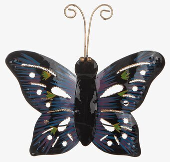 Bild av färgglad hamrad plåtfjäril för väggdekor