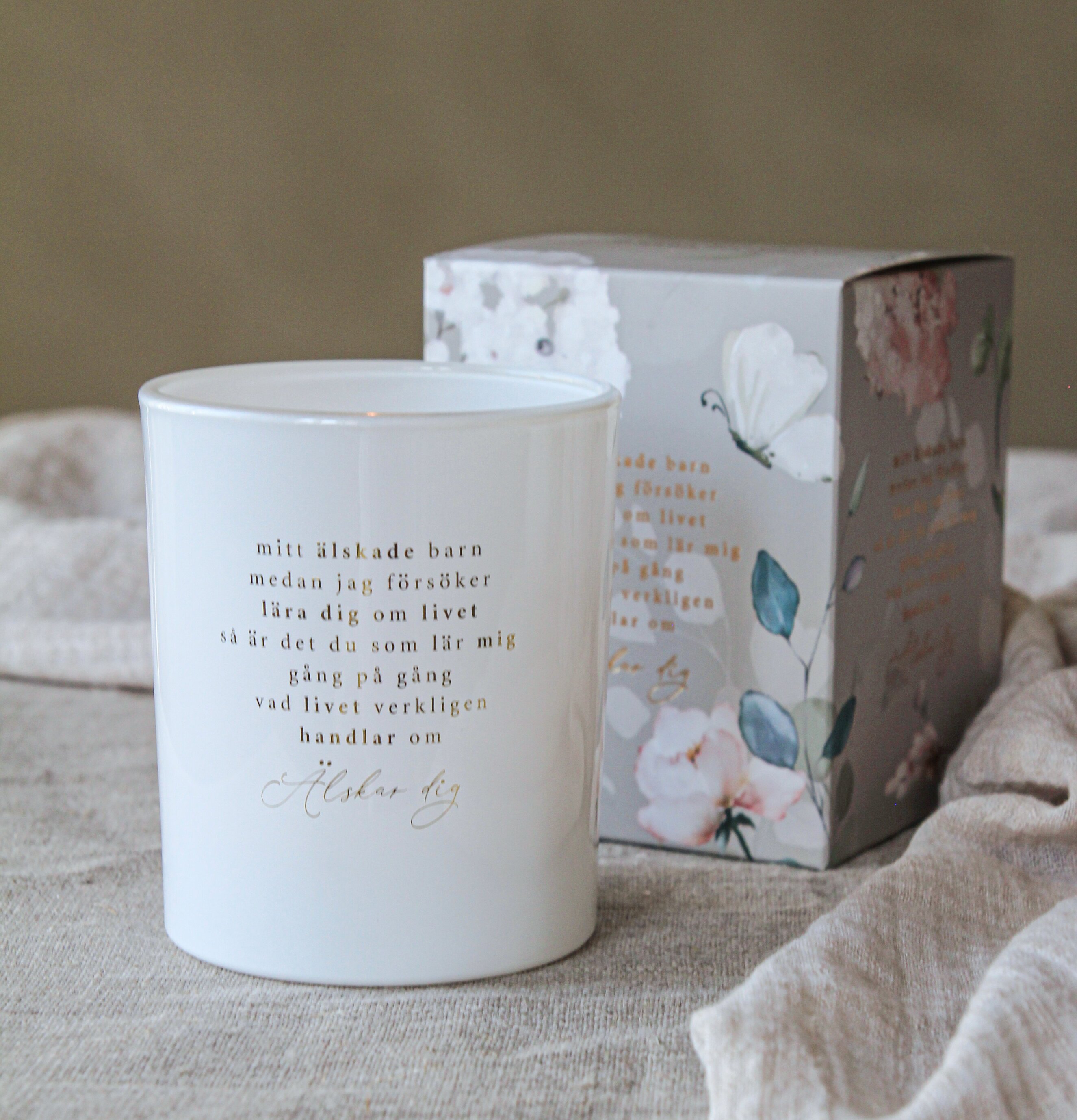 Ljuslykta - Mitt Älskade Barn från Majas Cottage med text