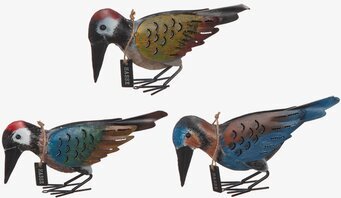Bild av konstfulla hackspettar i metall och färg