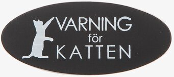 Bild av humoristisk dörrskylt: Varning för katten