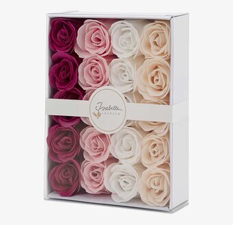 Foto av smakfullt designad förpackning med badrosor