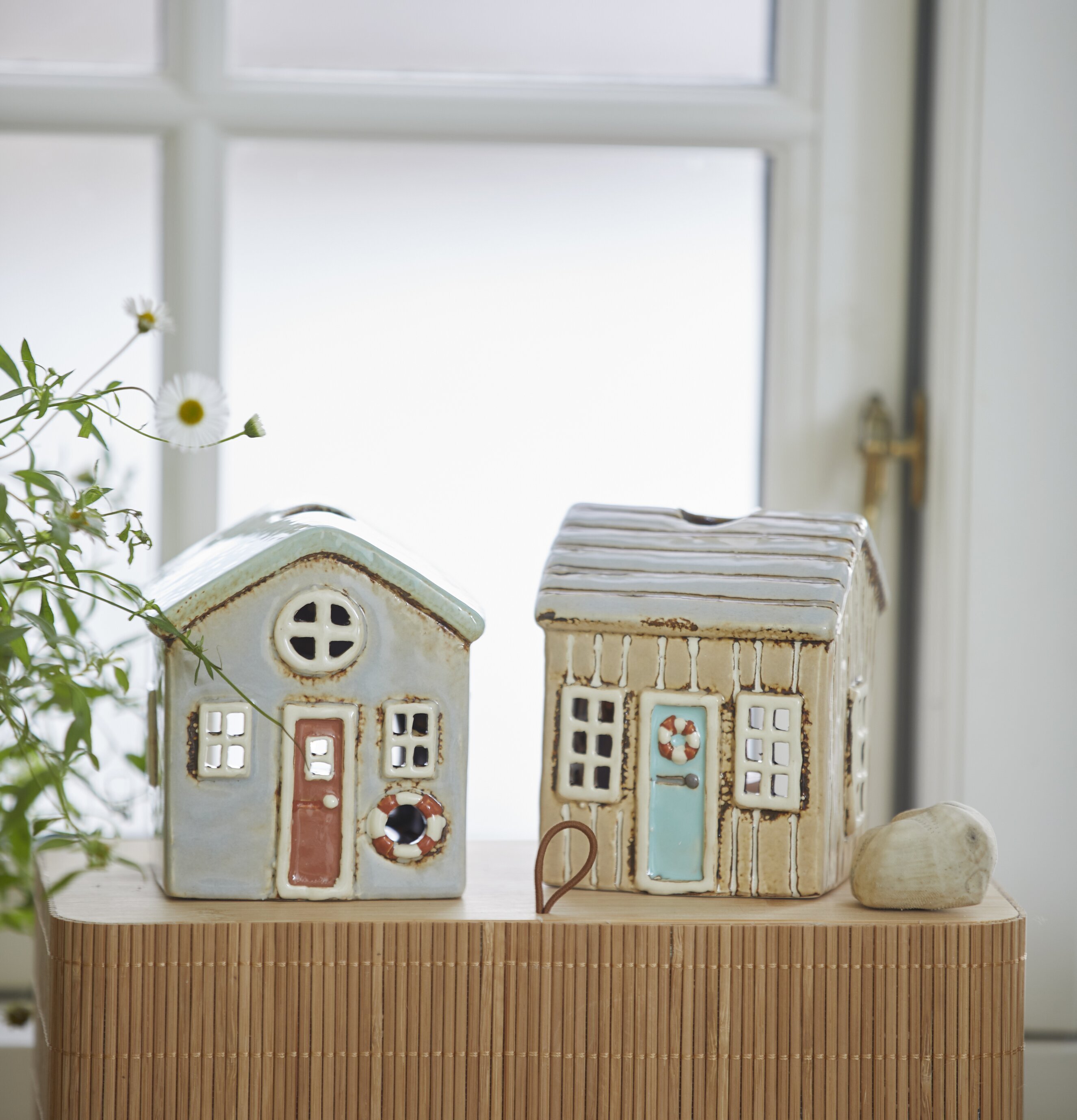 Ljuslykta Løkken Beige/Turkos från IB Laursen på bambuyta