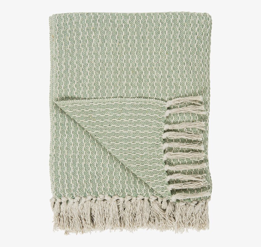 Pläd Creme/Grön från IB Laursen med creme och gröna färger