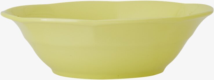 Bild av djup pastellgul tallrik med klassisk design