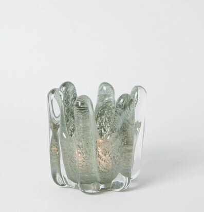 Bild av elegant ljuskopp i mossgrönt glas, 10,5 cm hög