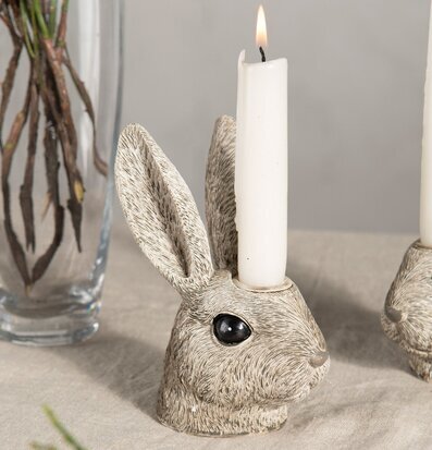 Bild av stilfull ljushållare i form av kaninhuvud