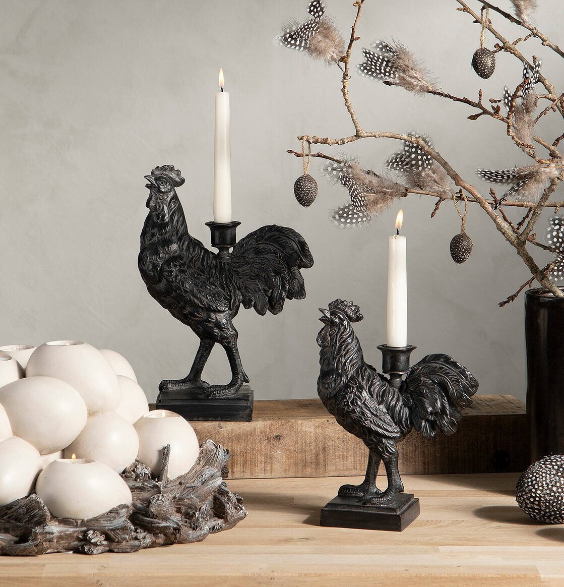 Ljusstake Tupp Brun/Svart 25.5cm från A Lot Decoration