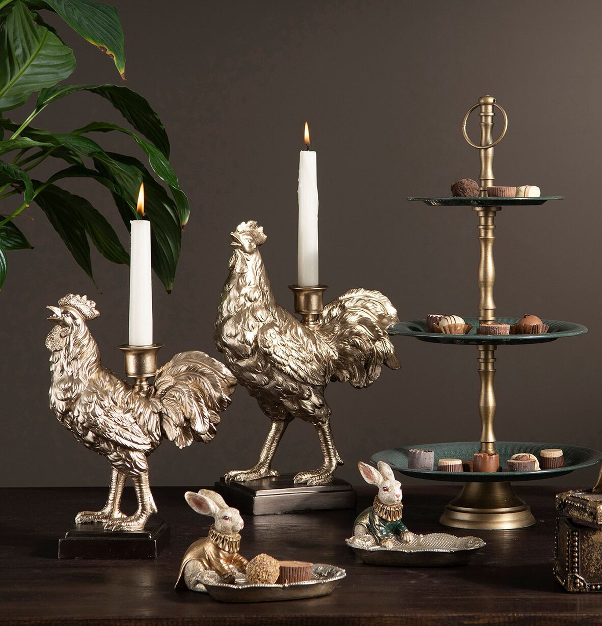 Ljusstake Tupp Champagne 31.5cm från A Lot Decoration