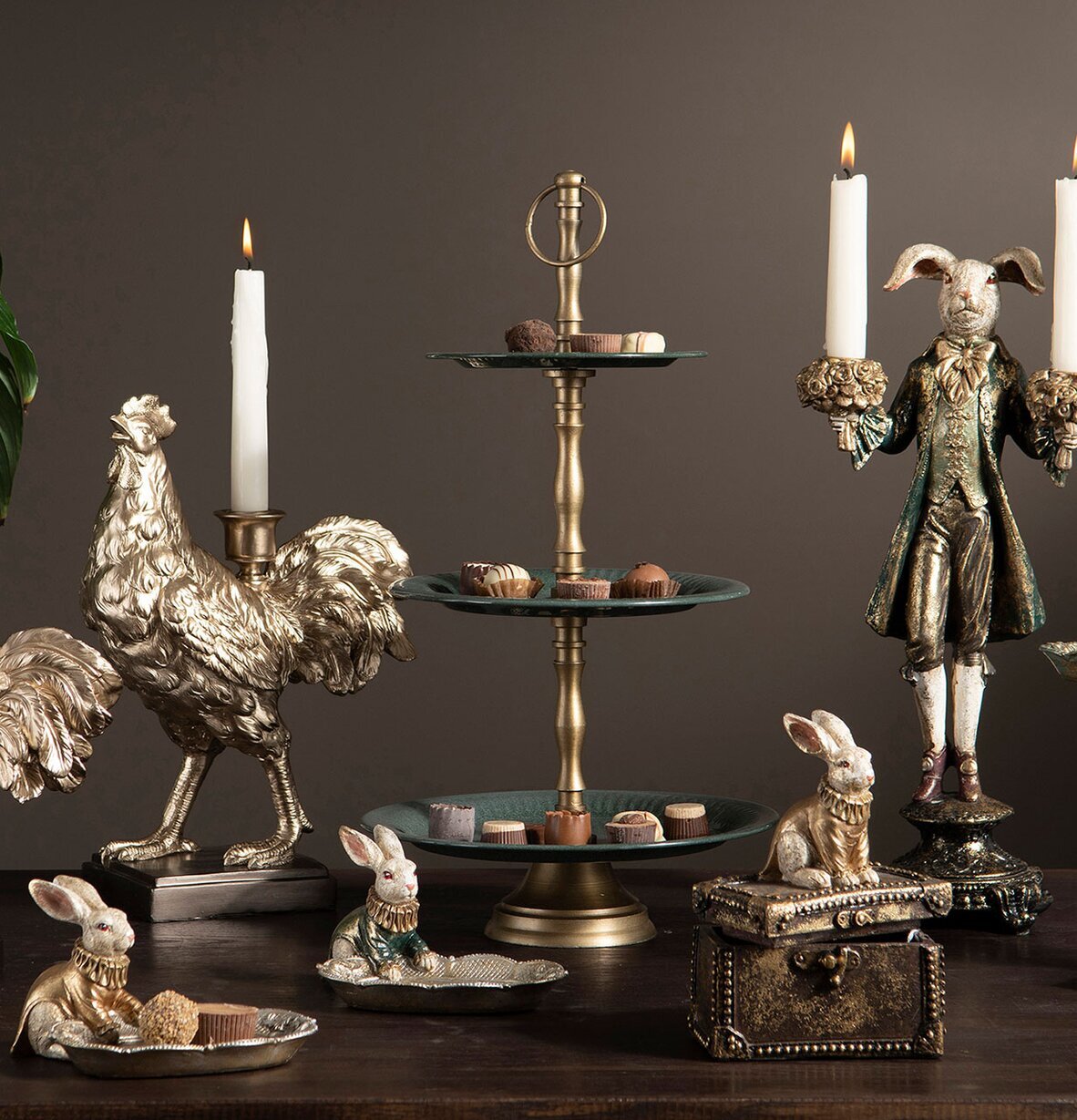 Ljusstake Tupp Champagne 25.5cm från A Lot Decoration