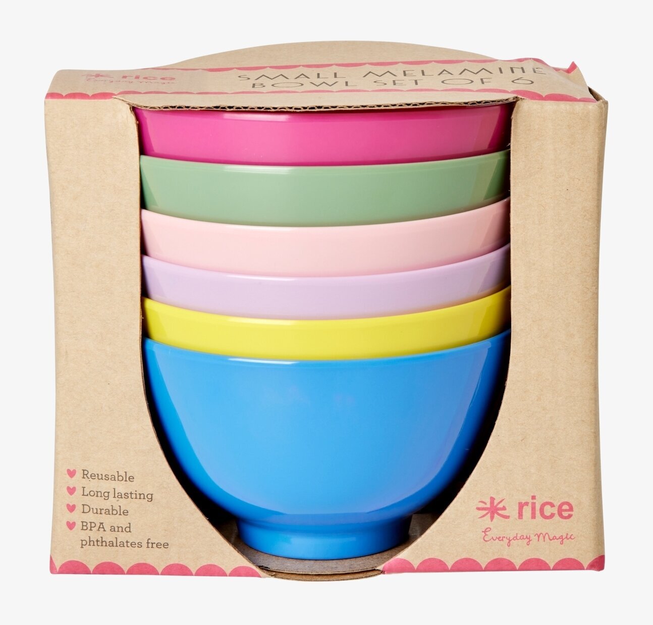 Skål Small 6-pack - Flower Me Happy från Rice, färgglada skålar