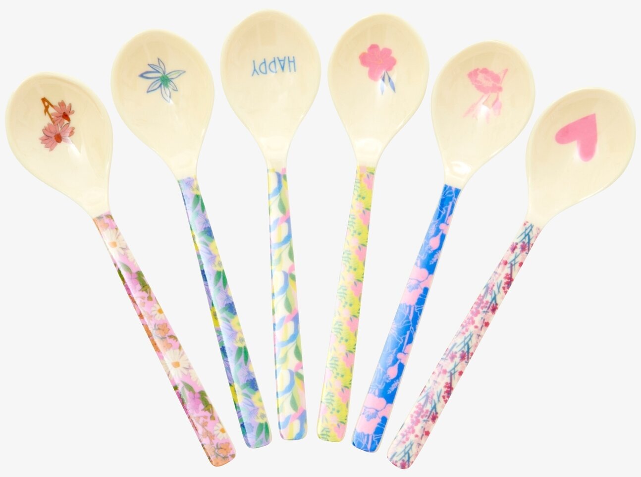 Tesked 6-pack - Flower Me Happy från Rice, färgglada teskedar