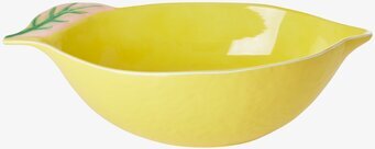 Bild av stor gul salladsskål med citronformad design