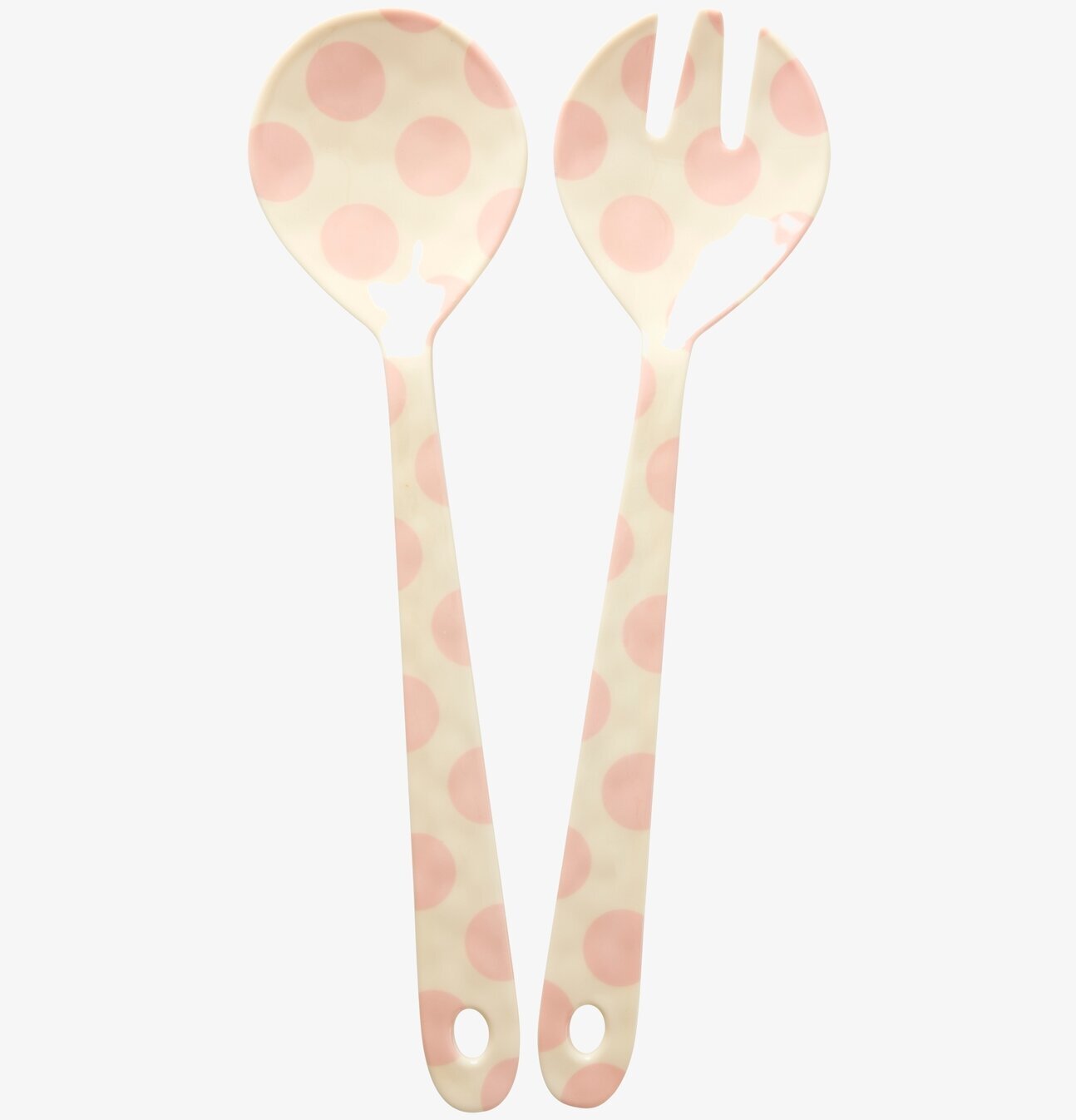 Salladsbestick - Pink Dots från Rice med rosa prickar