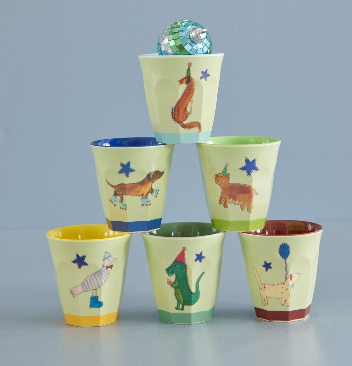 Små Muggar 6-Pack - Animals Green Prints från Rice