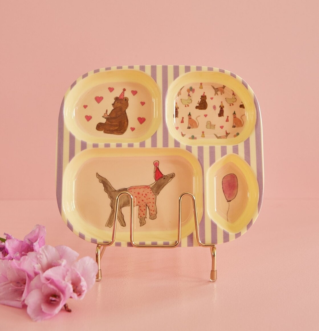 Barntallrik 4-Fack Animal Print Lavender från Rice