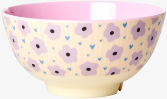 Bild av färgglad skål med blommönster och hjärtan