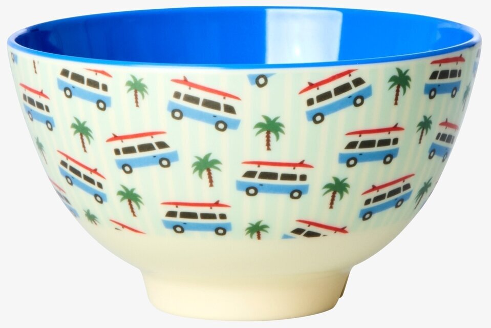 Liten Skål Cars Print från Rice med minibussar och palmer