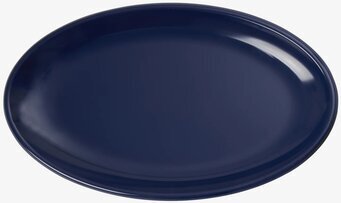 Bild av ovalt serveringsfat i mörkblått med glans