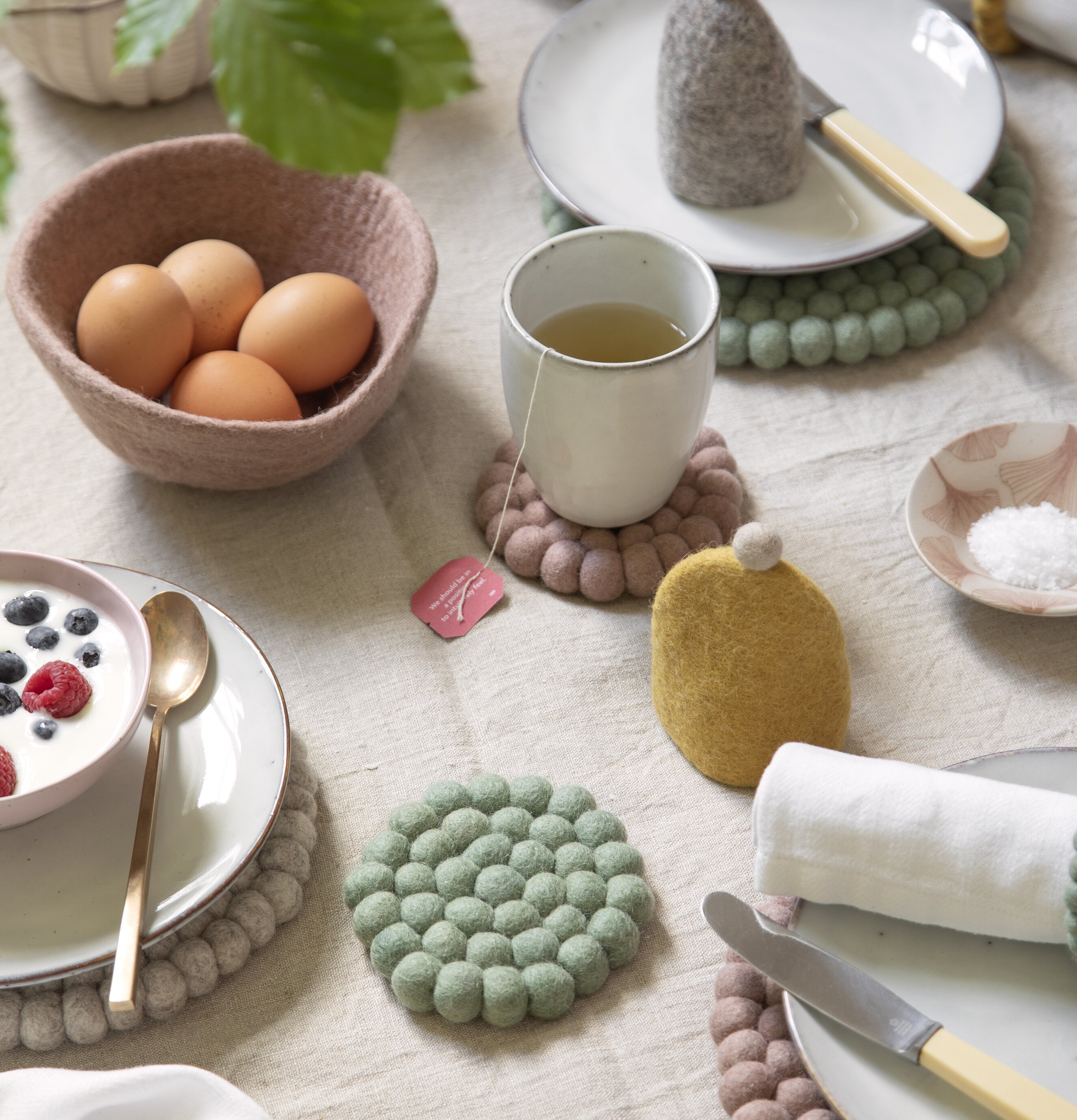 Glasunderlägg Tovad Ull Set/2 - Ochre från Gry & Sif