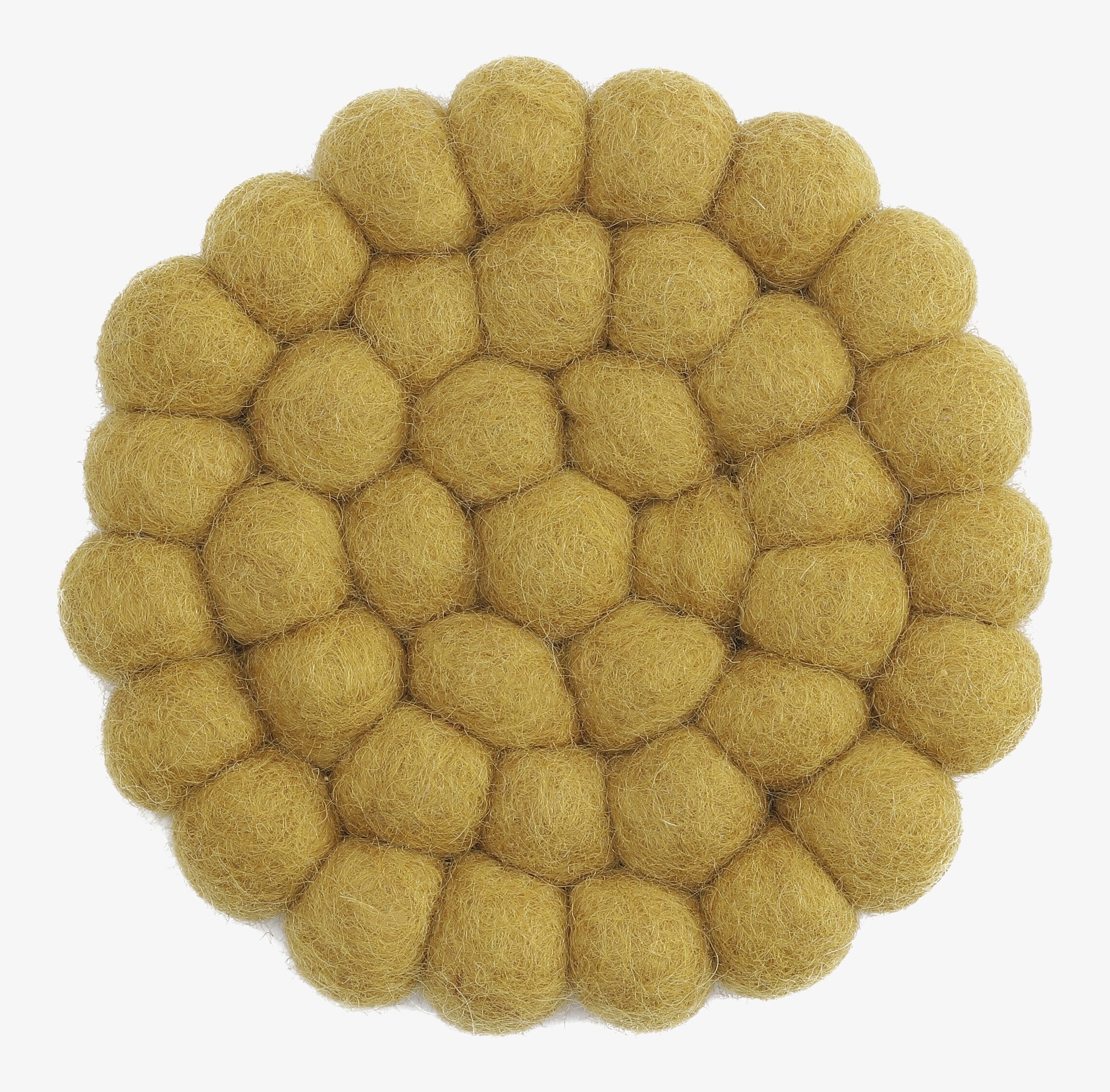 Bild av glasunderlägg i tovad ull och varm ockragul ton