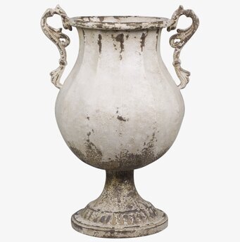 Bild av elegant antikvit kruka med dekorativa handtag