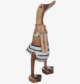 Foto av charmig dekorationsanka i bambu och randigt