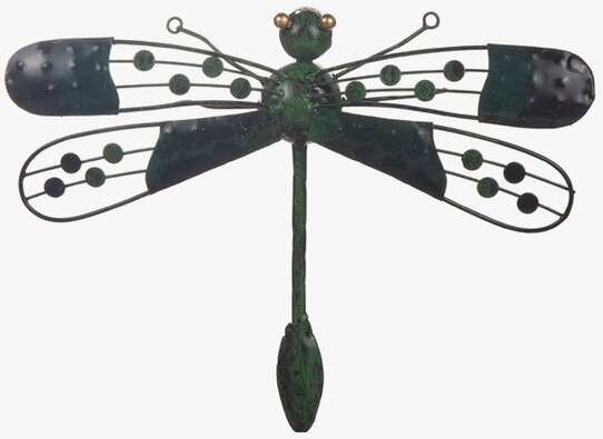 Bild av konstnärlig grön trollslända i hamrad plåt