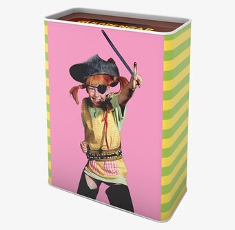 Bild av lekfull sparbössa med pirattema och livfull design