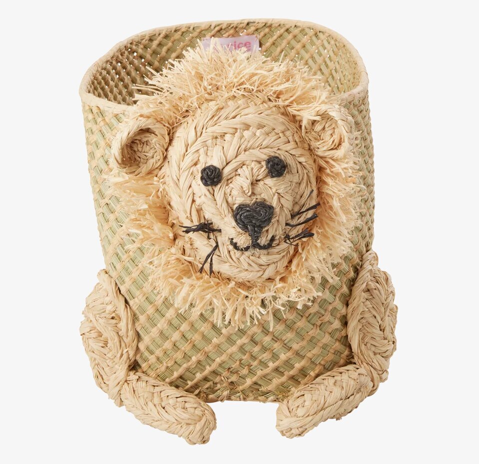Förvaringskorg Raffia Lejon Liten från Rice, lekfull design