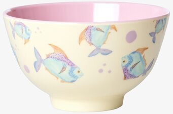 Bild av dekorativ skål med fiskmotiv och pastellfärger